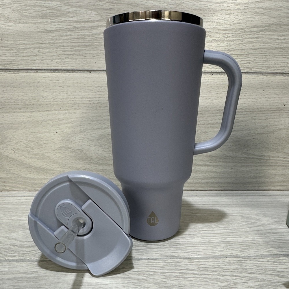 Tal 40 fl oz Stainless Insulated Tumbler Handle Lid Straw PurplelyGray